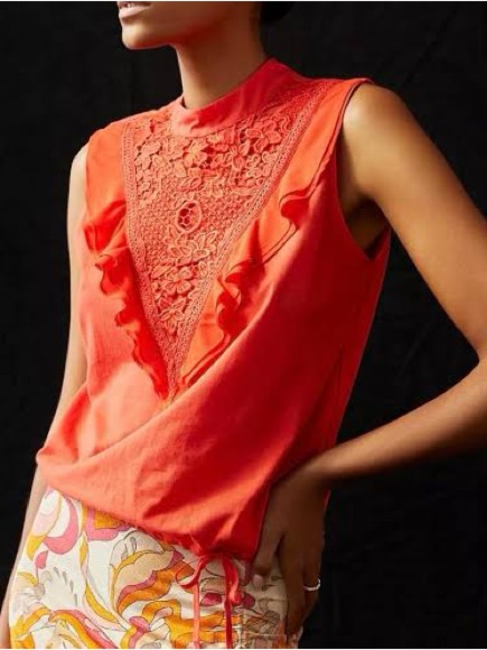 Anthropologie TINY Ruffled Crochet Emma Sleeveless Top
